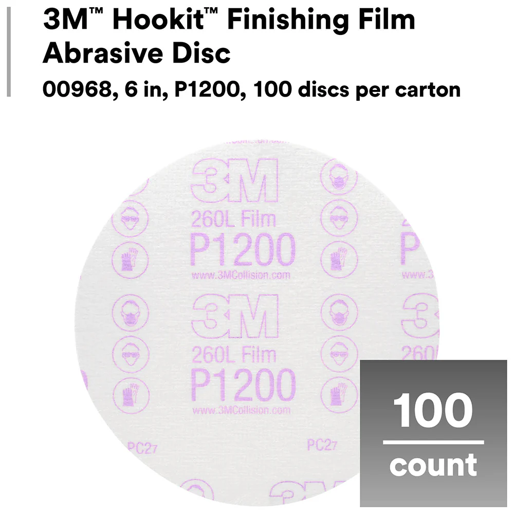 3M Hookit Finishing Film Discs, 00968 - 1200 grit, 6" (box of 100) - Image 3