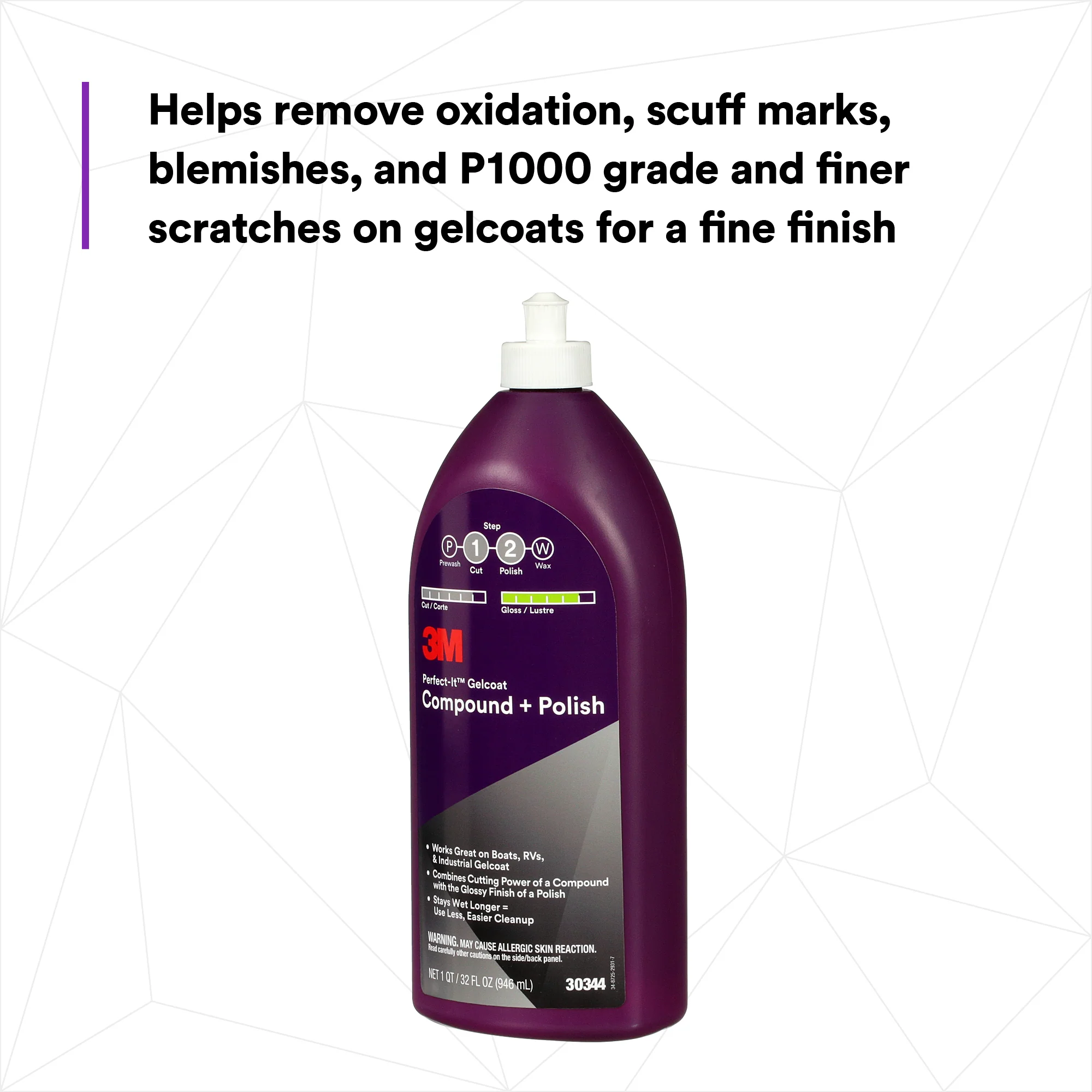 3M Perfect-It Gelcoat Compound + Polish 30344 - 32 oz. - Image 4