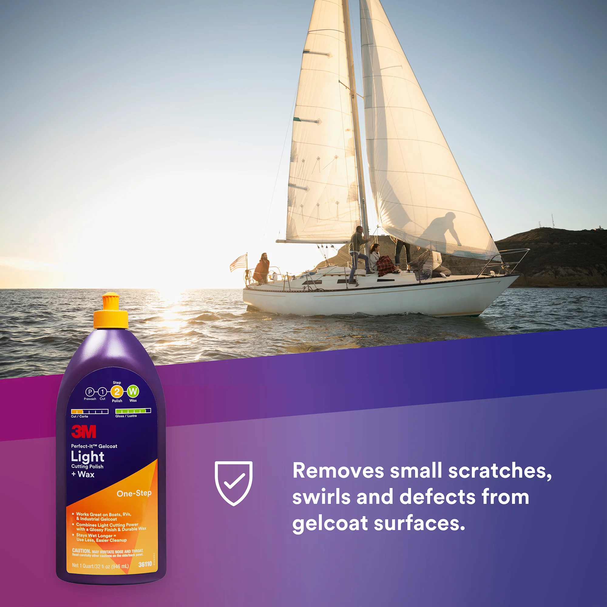 3M Perfect-It Gelcoat Light Cutting Polish + Wax, 36110 - 32 oz. - Image 4