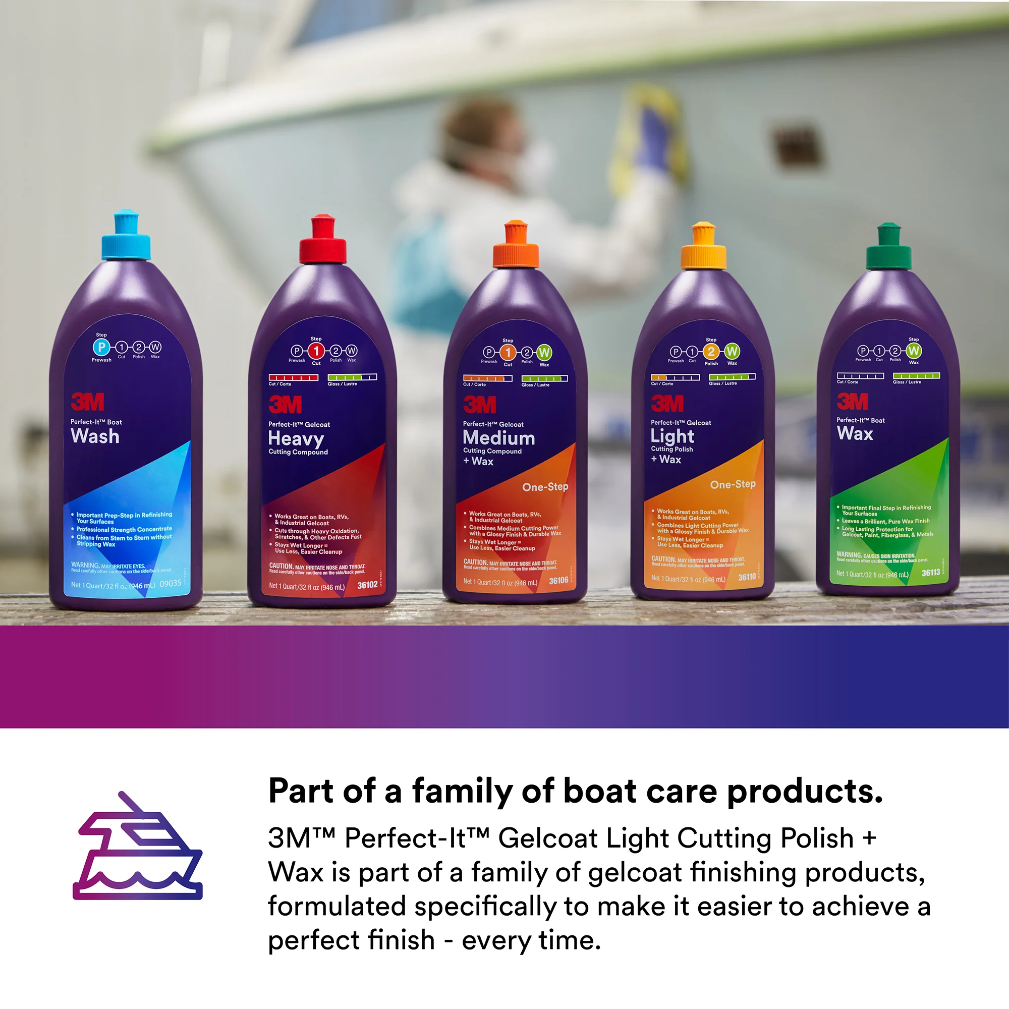 3M Perfect-It Gelcoat Light Cutting Polish + Wax, 36110 - 32 oz. - Image 6