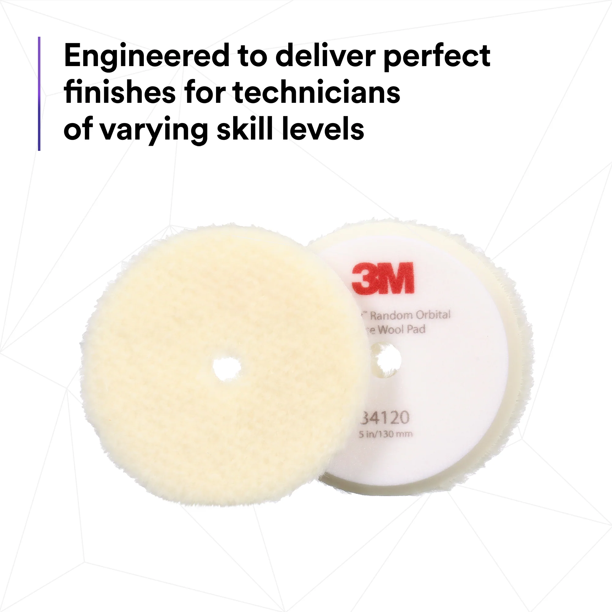 3M Perfect-It Random Orbital Coarse Wool Compounding Pad, 34120 - 5" White Wool (2 pack) - Image 8