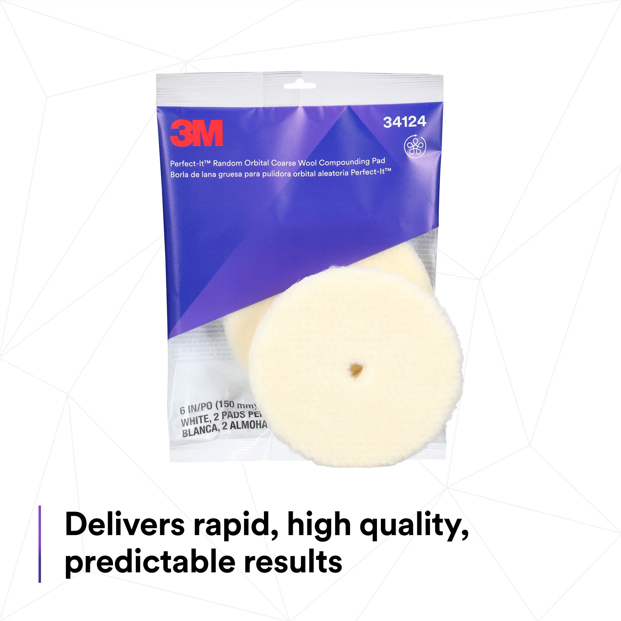 3M Perfect-It Random Orbital Coarse Wool Compounding Pad, 34124 - 6" White Wool (2 pack) - Image 7