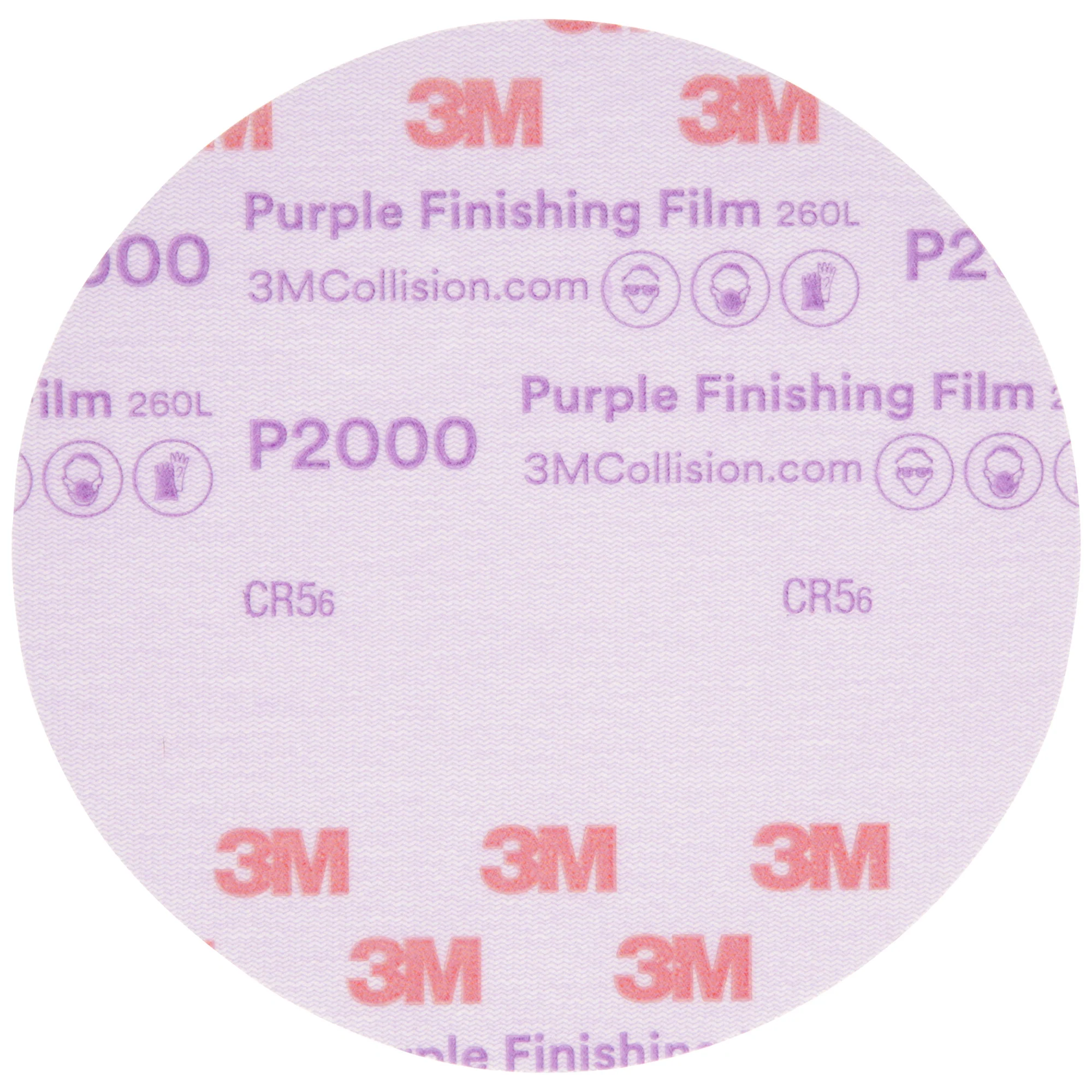 3M Purple Finishing Film Sanding Discs, 30666 - 6", 2000 grit (box of 50) - Image 2