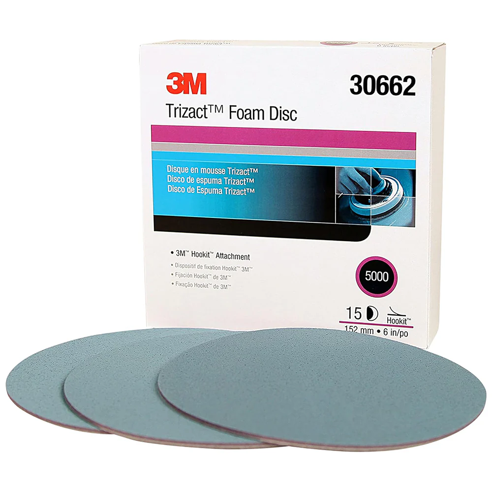 3M Trizact Hookit Foam Sanding Discs, 30662 - 6", 5000 grit (box of 15)