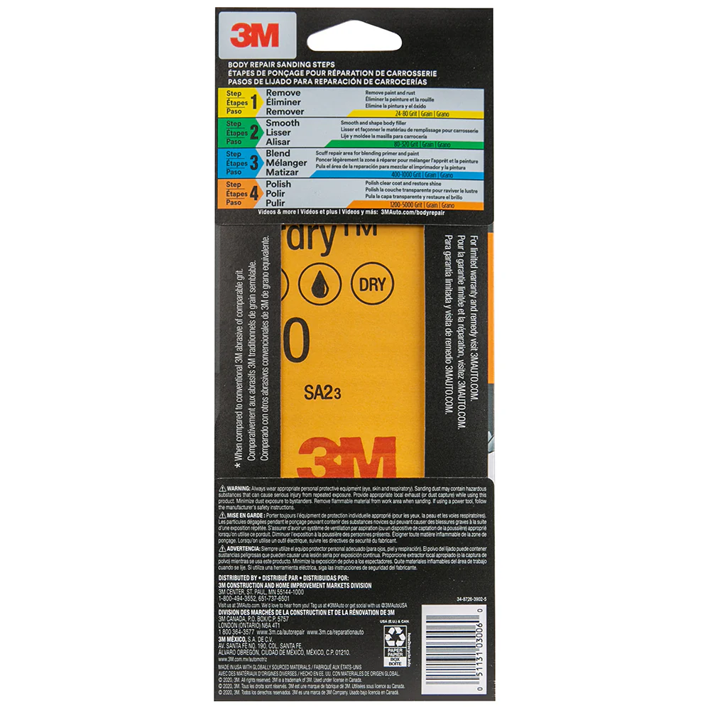 3M Wetordry Auto Sandpaper, 03006 - Assorted, 3-2/3" x 9" (5 sheets) - Image 2