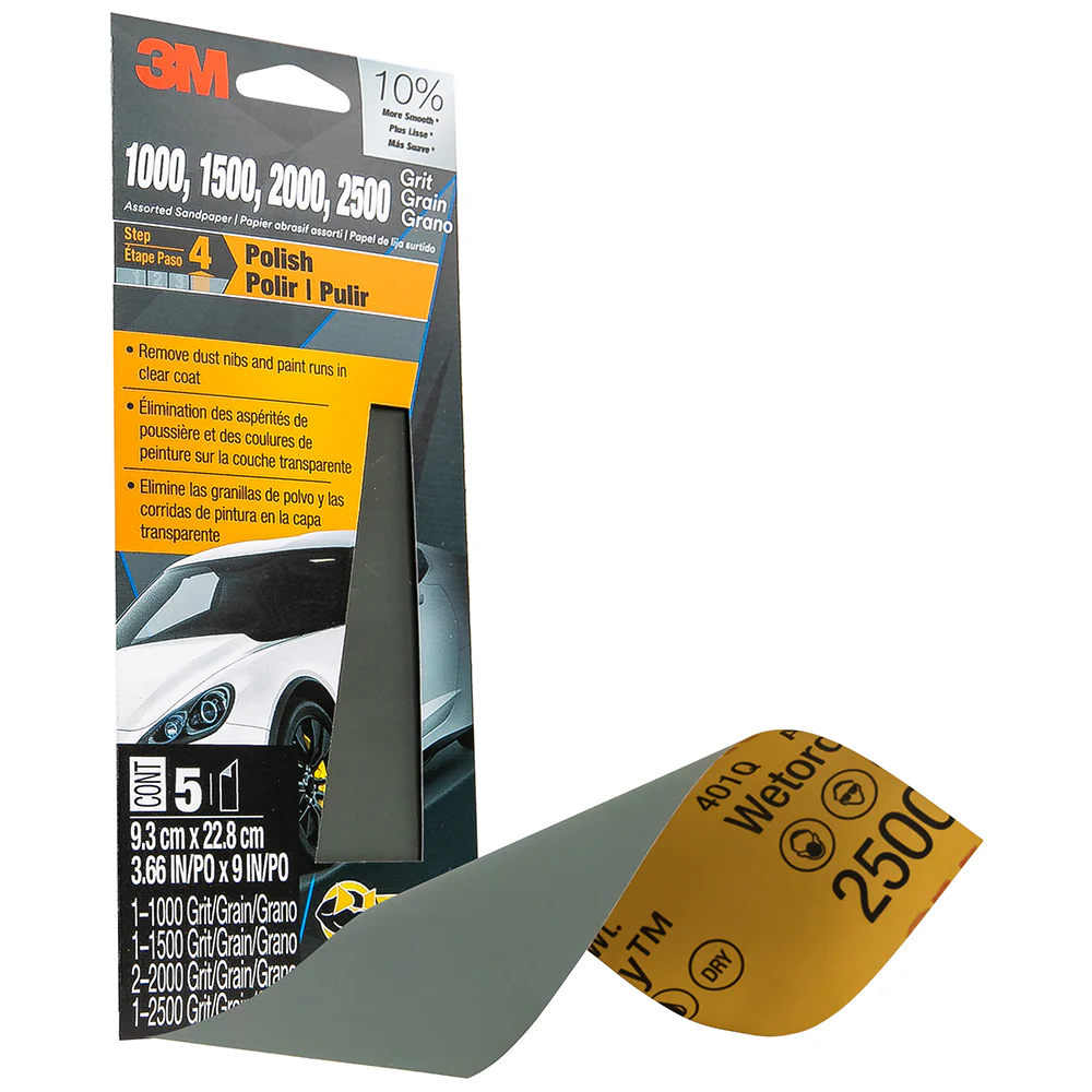 3M Wetordry Auto Sandpaper, 03006 - Assorted, 3-2/3" x 9" (5 sheets) - Image 3