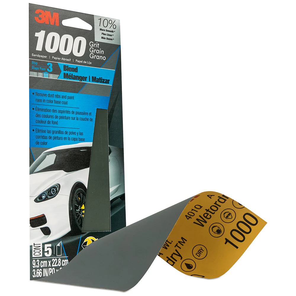3M Wetordry Sandpaper, 03001 - 1000 grit, 3-2/3" x 9" (5 sheets) - Image 2