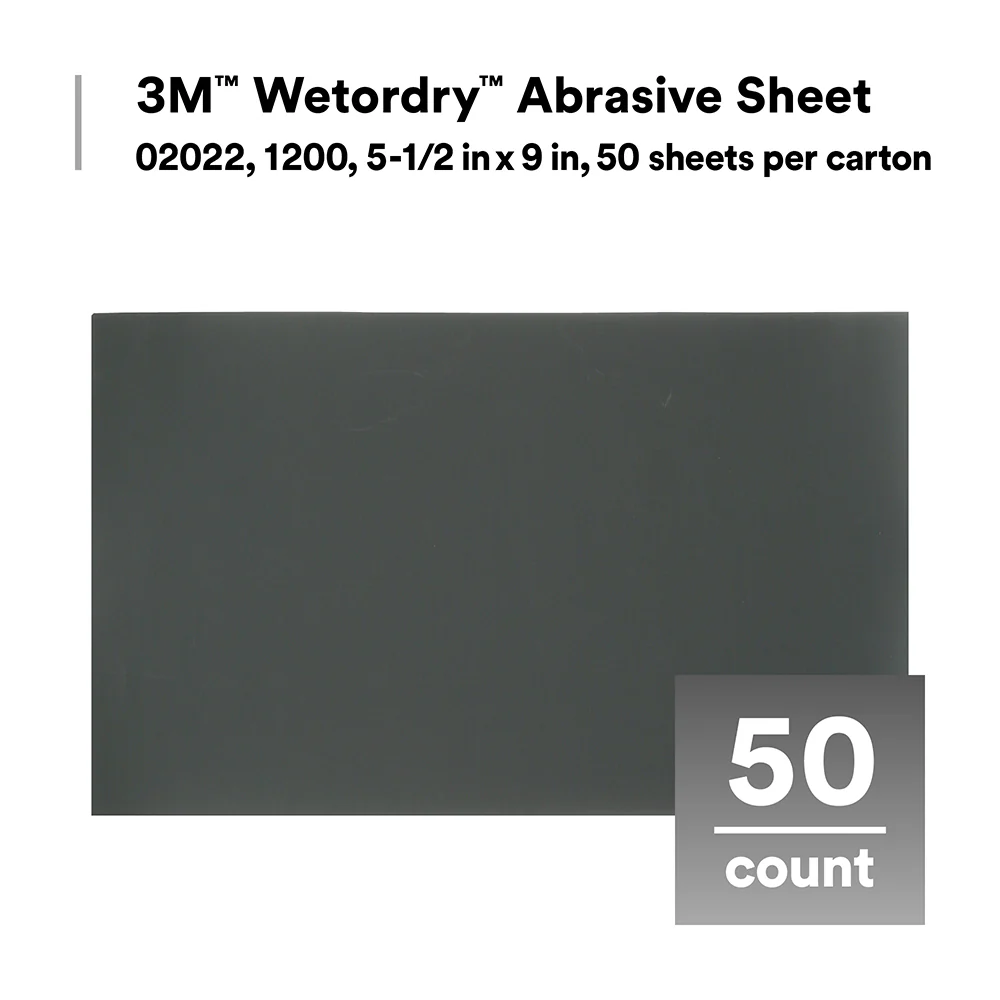 3M Wetordry Sandpaper, 02022 - 1200 grit, 5.5" x 9" (50 sheets) - Image 2