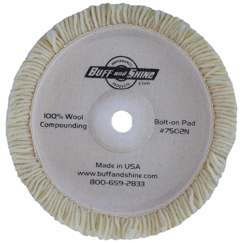 Buff and Shine Wool Compounding Pad with Bolt On Hub Backing - 6" - Image 2