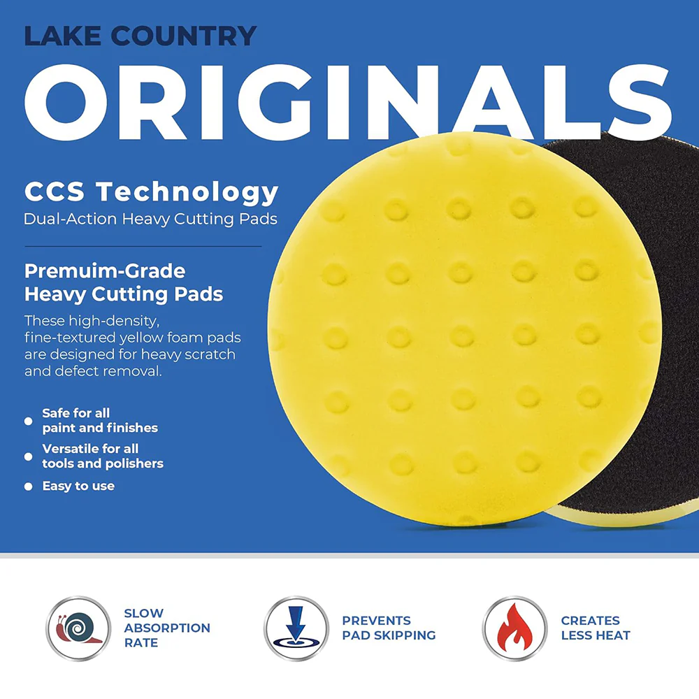 Lake Country CCS Cutback DA Foam Cutting Pad - 3.5", Yellow (2 pack) - Image 2