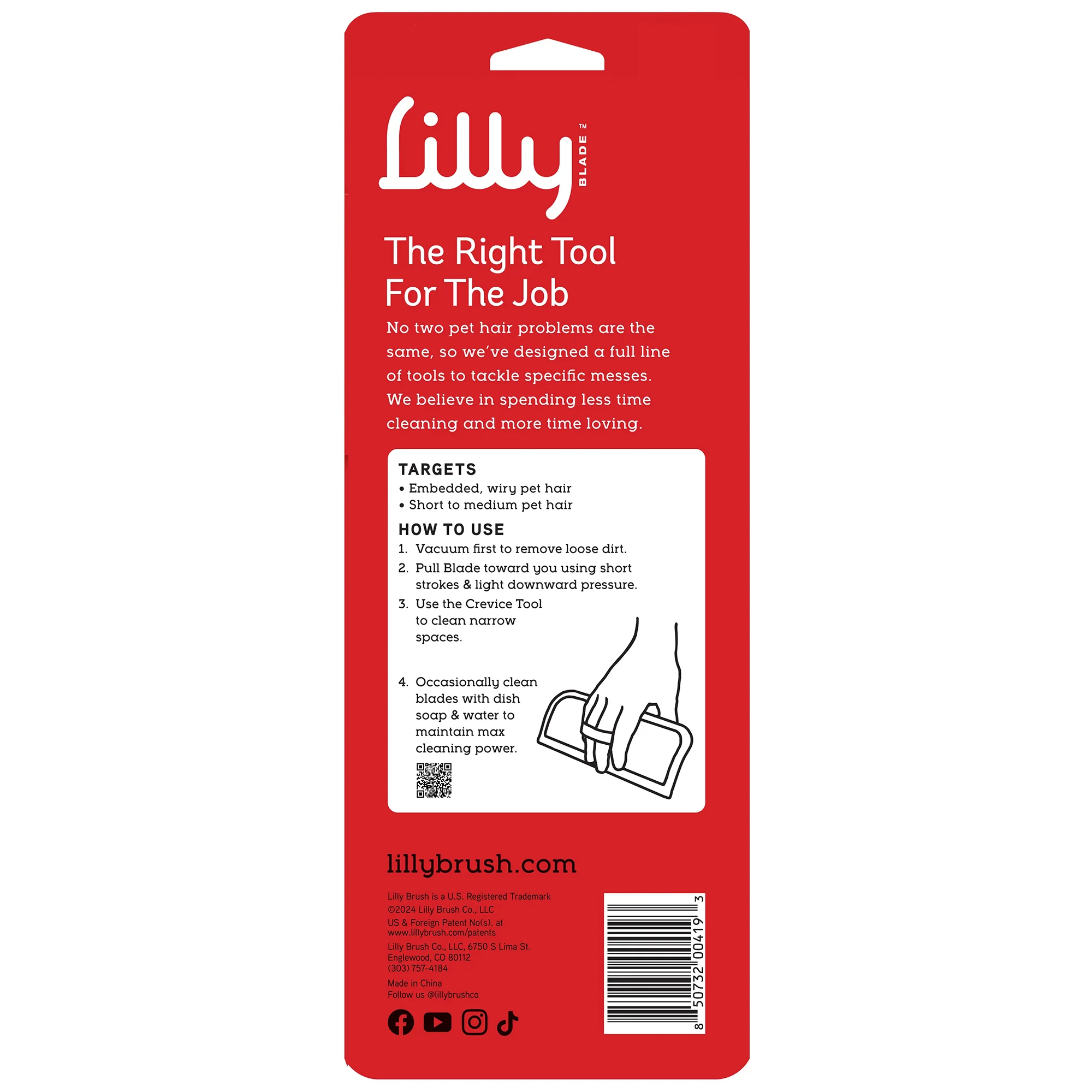 Lilly Brush Blade Pet Hair Remover Kit (Blade + Crevice Tool) - Image 3