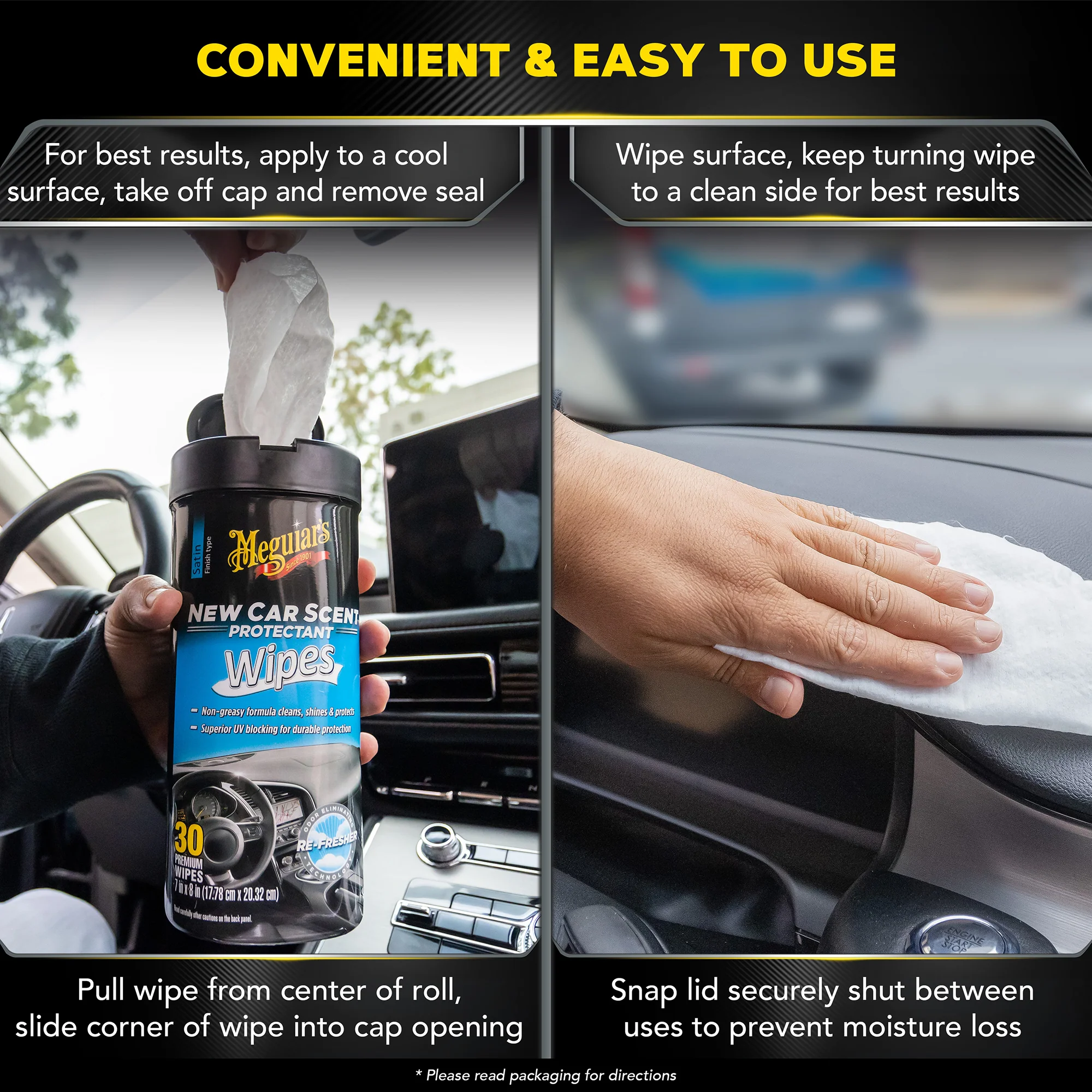 Meguiar's New Car Scent Interior Protectant Wipes, G4200 - 30 Wipes - Image 5