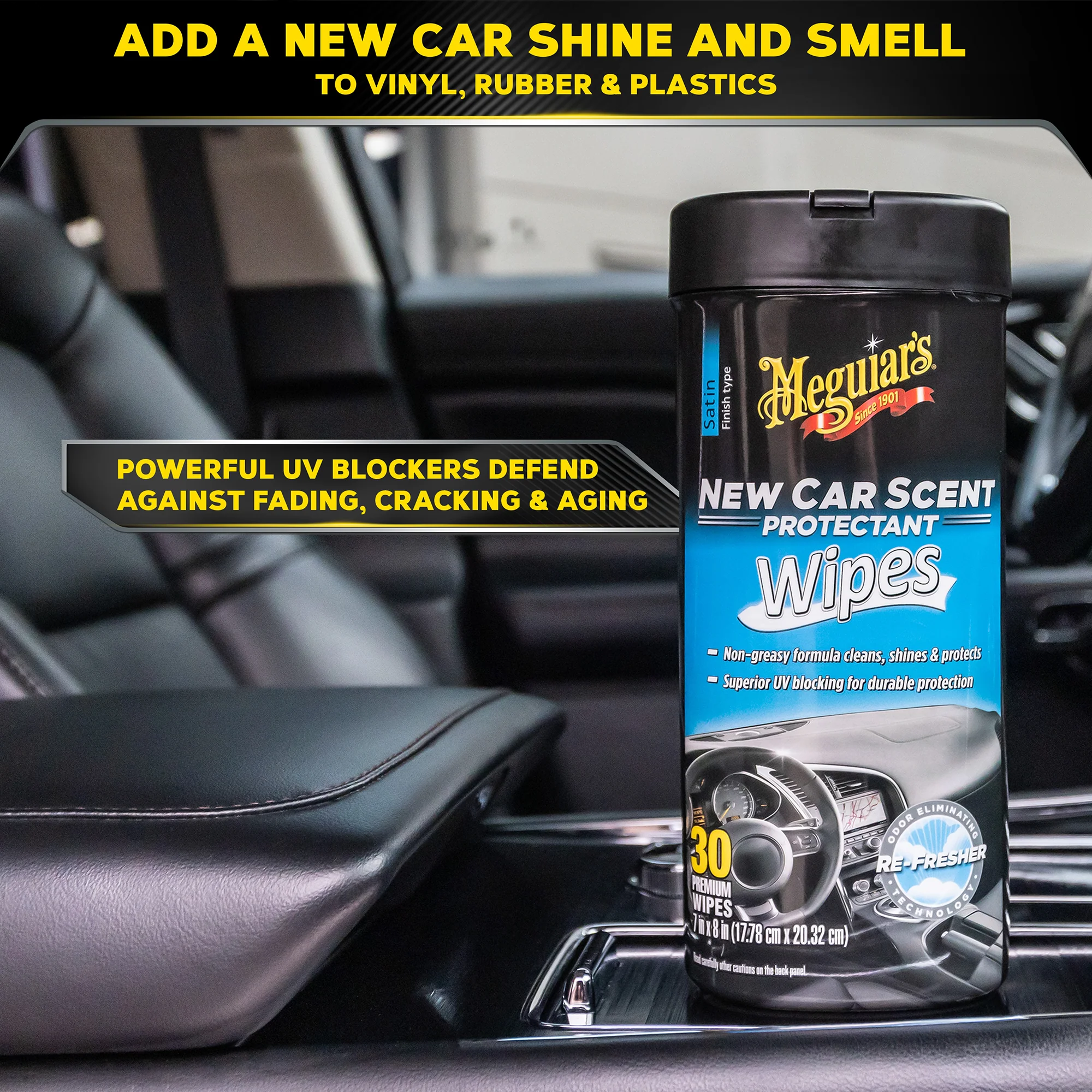 Meguiar's New Car Scent Interior Protectant Wipes, G4200 - 30 Wipes - Image 7
