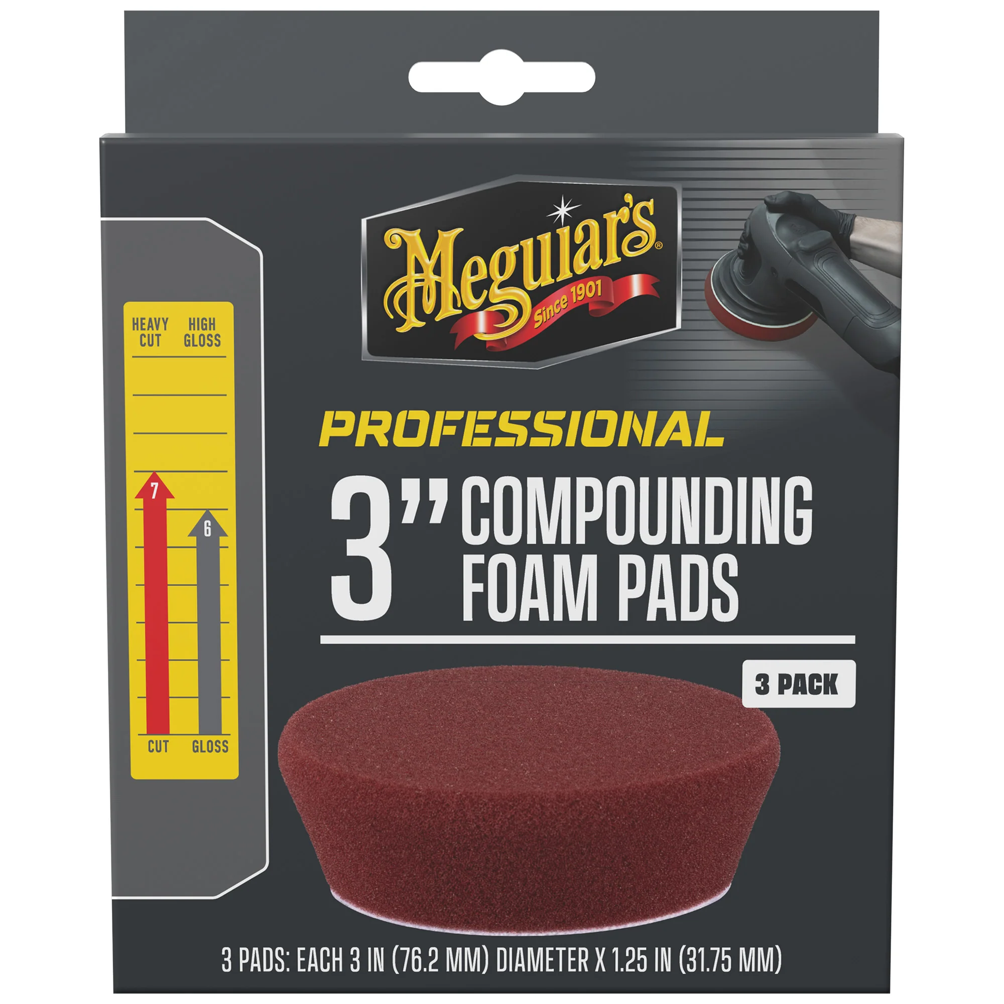 Meguiar's Professional Foam Compounding Pads, M3CFP3 - 3", Red (3 pack) - Image 2