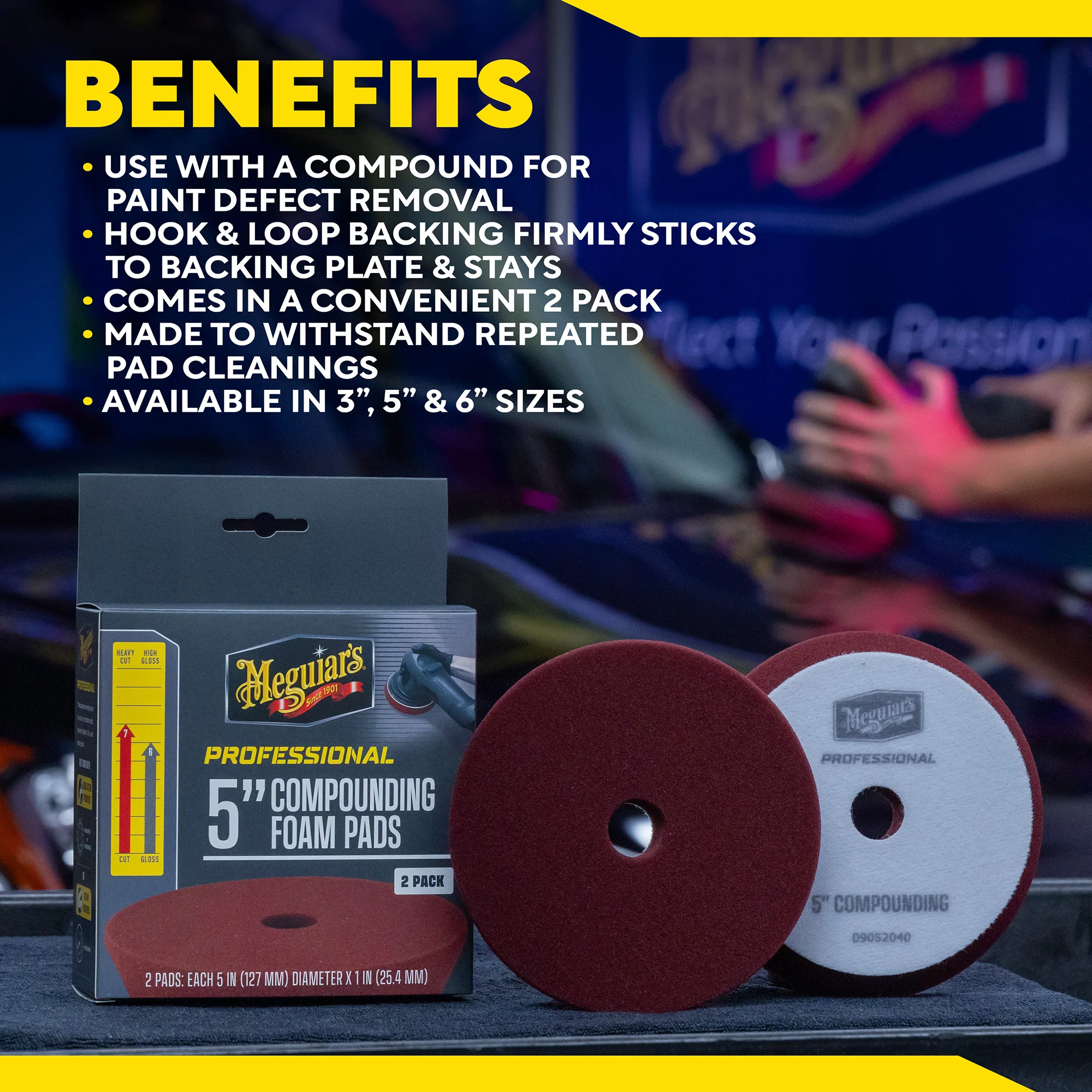 Meguiar's Professional Foam Compounding Pads, M5CFP2 - 5", Red (2 pack) - Image 10