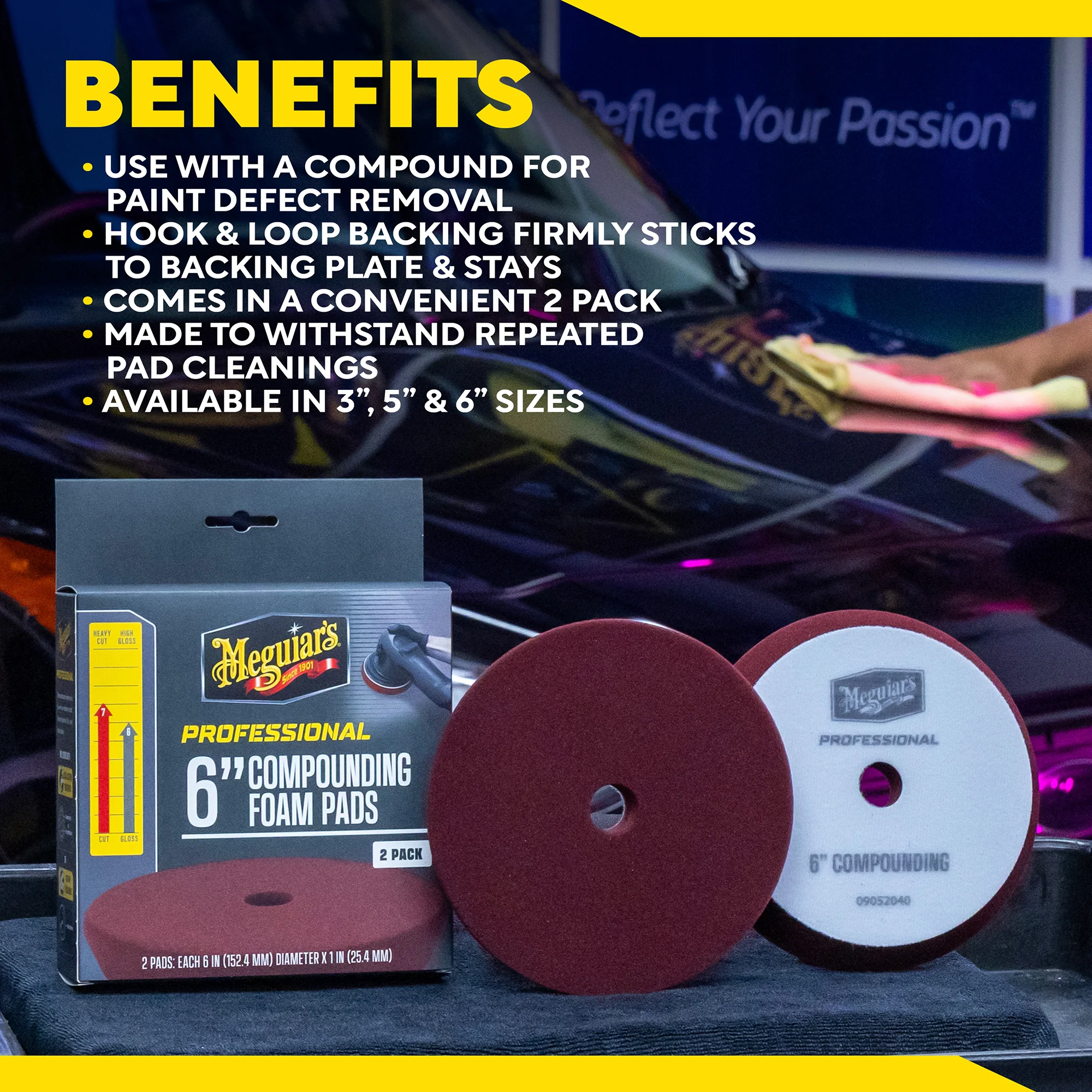 Meguiar's Professional Foam Compounding Pads, M6CFP2 - 6", Red (2 pack) - Image 11
