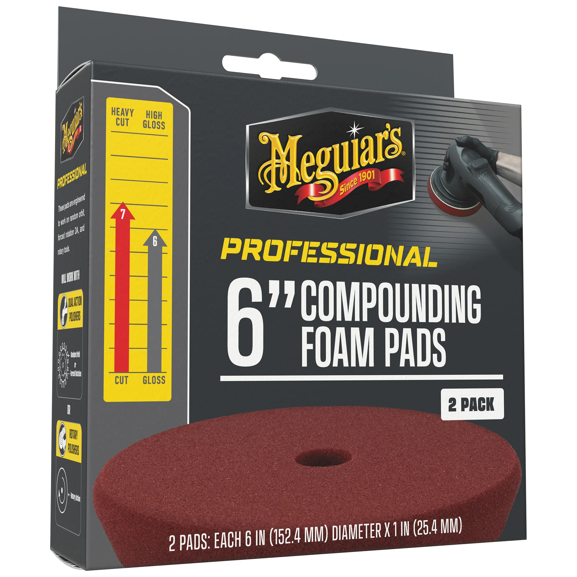 Meguiar's Professional Foam Compounding Pads, M6CFP2 - 6", Red (2 pack) - Image 4