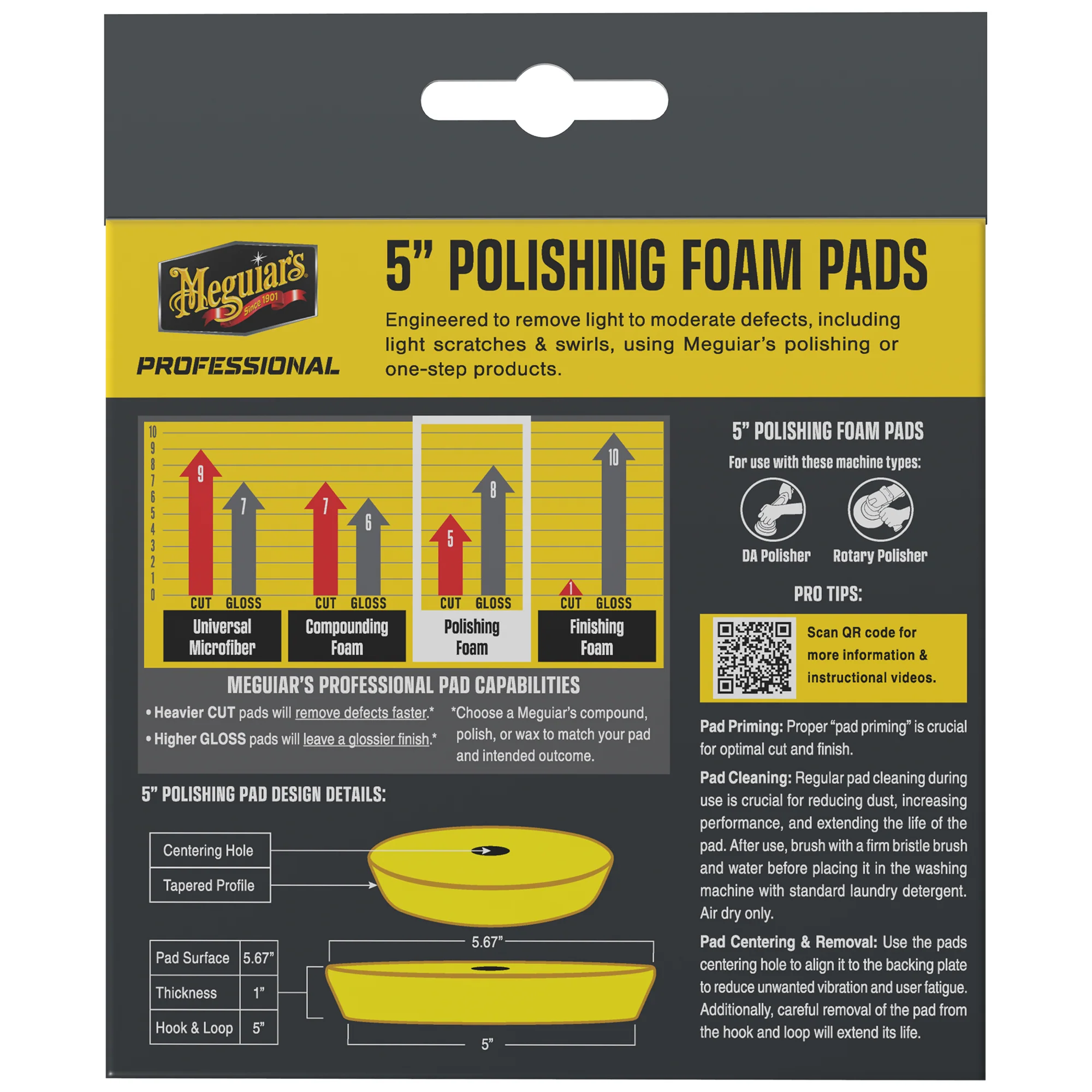 Meguiar's Professional Foam Polishing Pads, M5PFP2 - 5", Yellow (2 pack) - Image 3