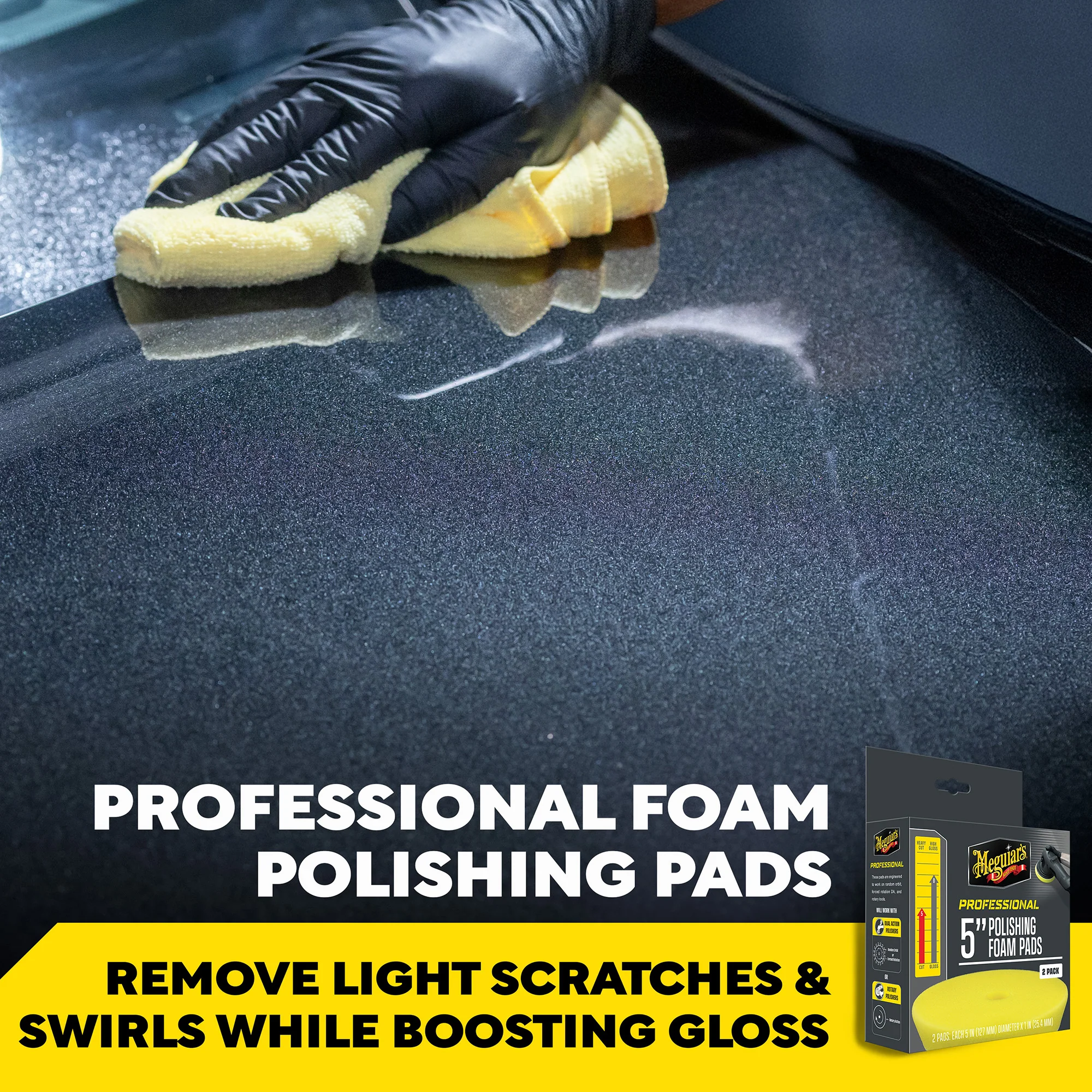 Meguiar's Professional Foam Polishing Pads, M5PFP2 - 5", Yellow (2 pack) - Image 7