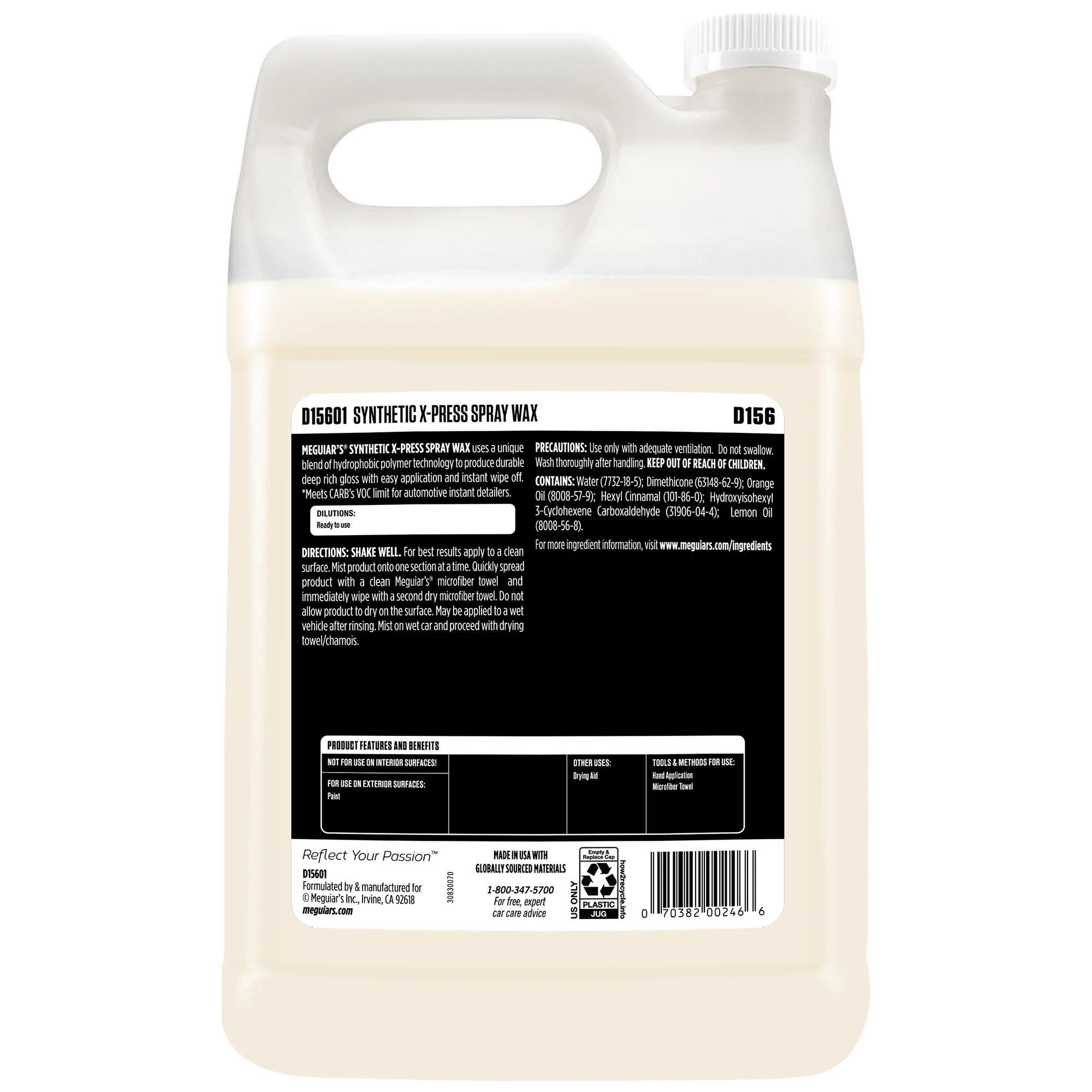 Meguiar's Synthetic X-Press Spray Wax, D15601 - 1 gal. - Image 9
