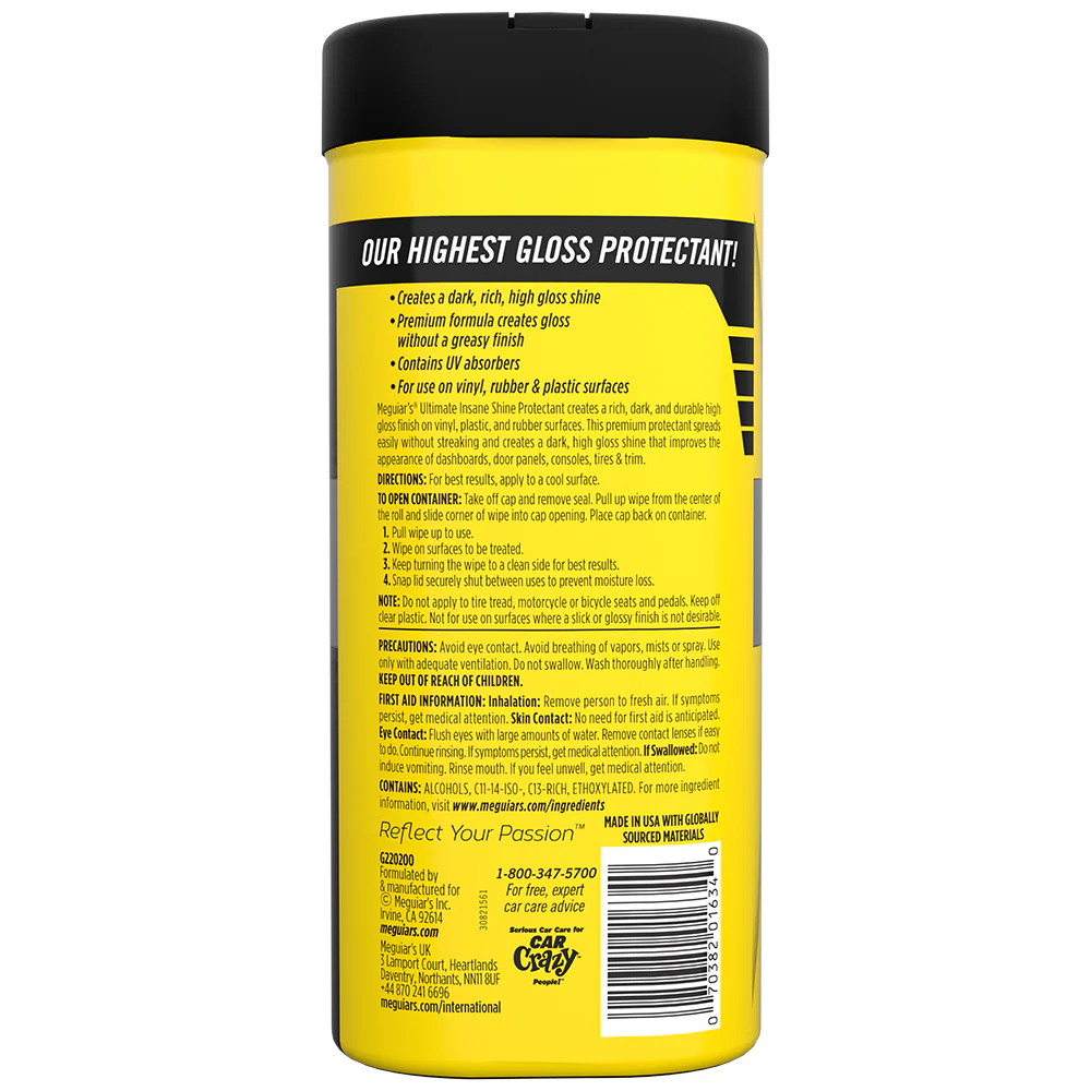 Meguiar's Ultimate Insane Shine Protectant Wipes, G220200 - 30 Wipes - Image 2