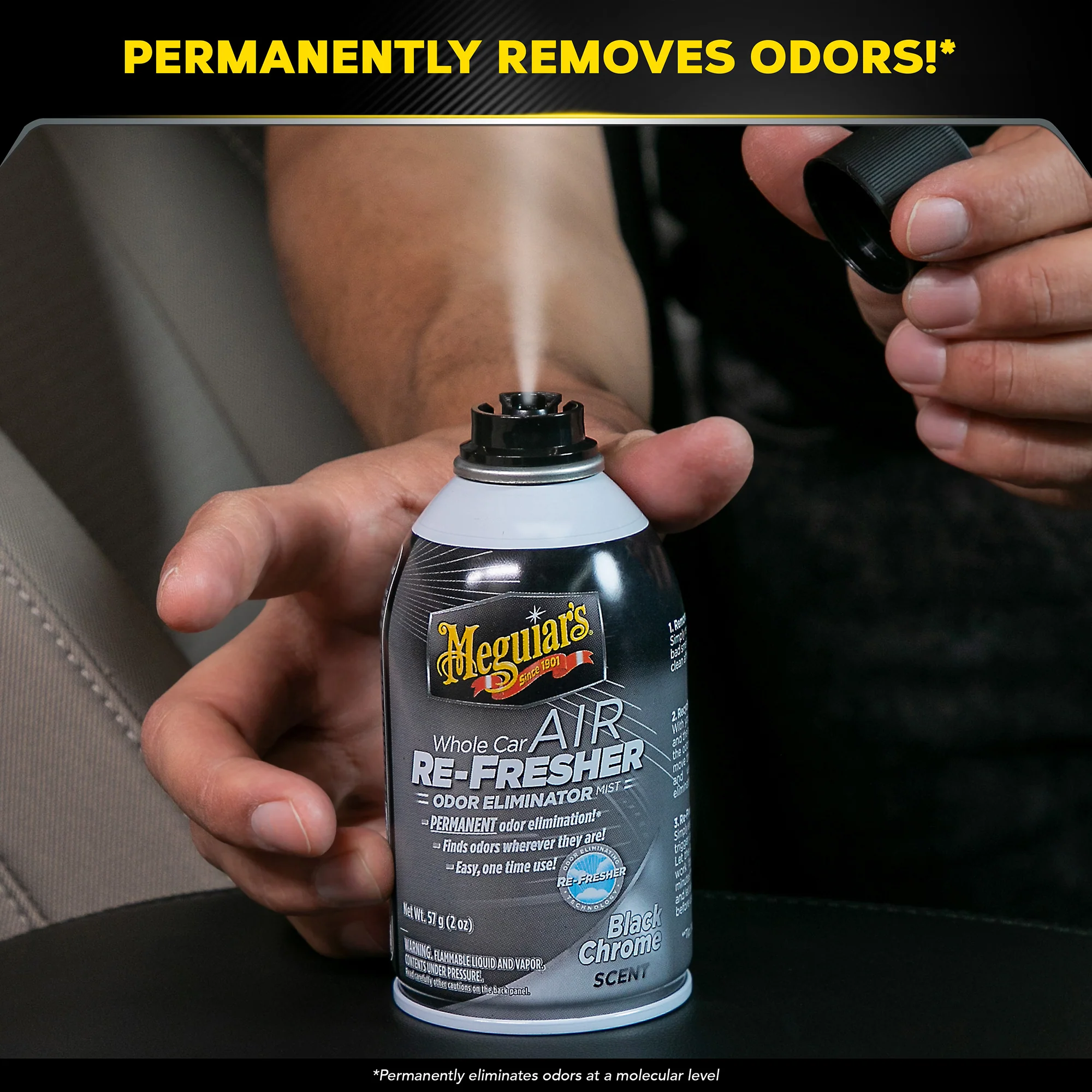 Meguiar's Whole Car Air Refresher Odor Eliminator, G181302 - Black Chrome Scent - Image 3
