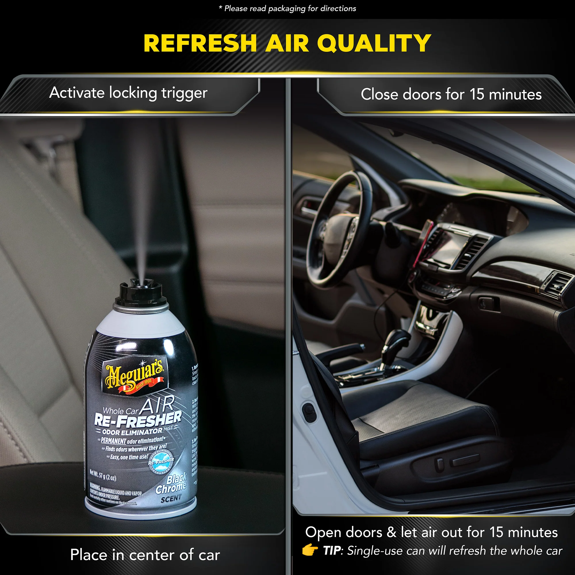 Meguiar's Whole Car Air Refresher Odor Eliminator, G181302 - Black Chrome Scent - Image 6