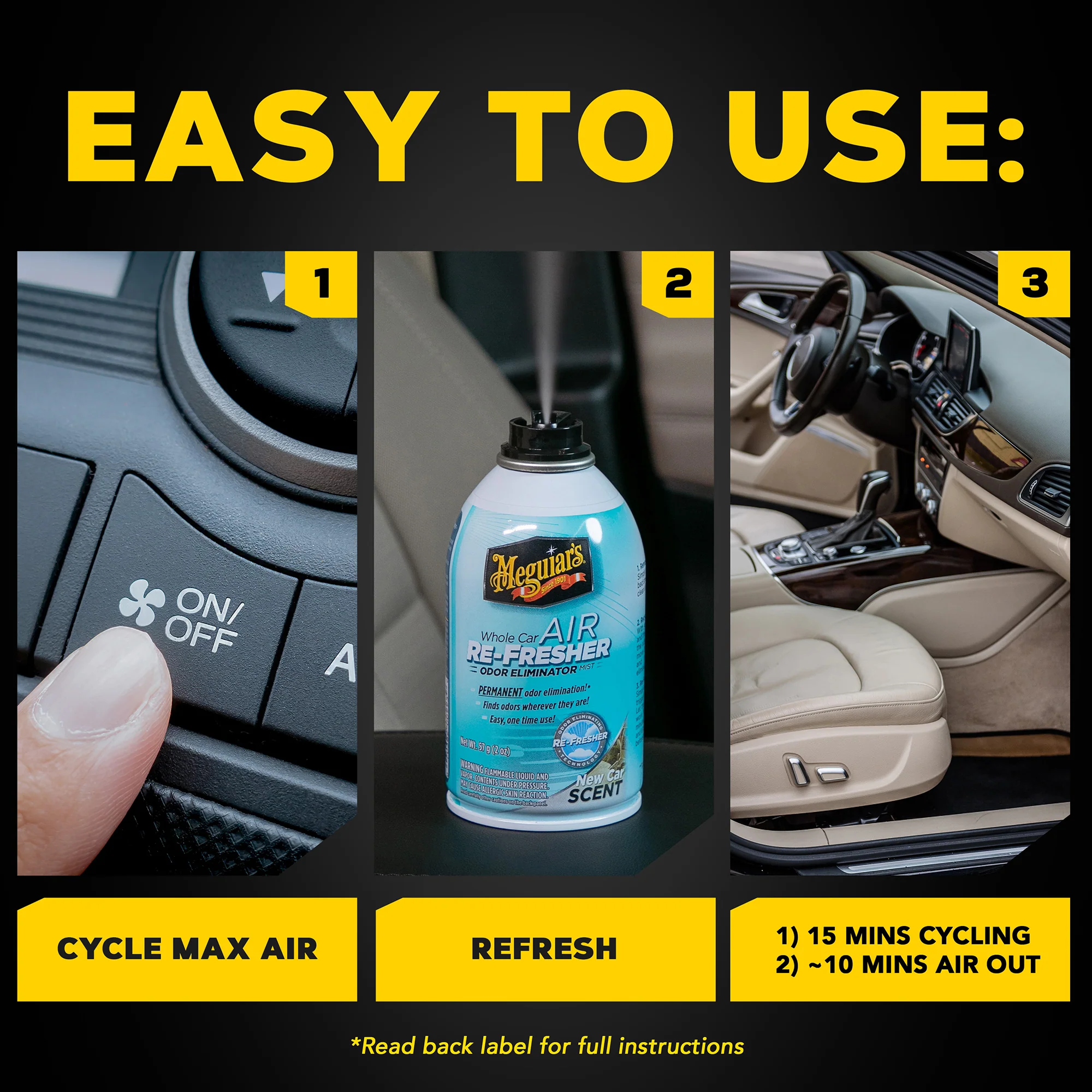 Meguiar's Whole Car Air Refresher Odor Eliminator, G16402 - New Car Scent - Image 8