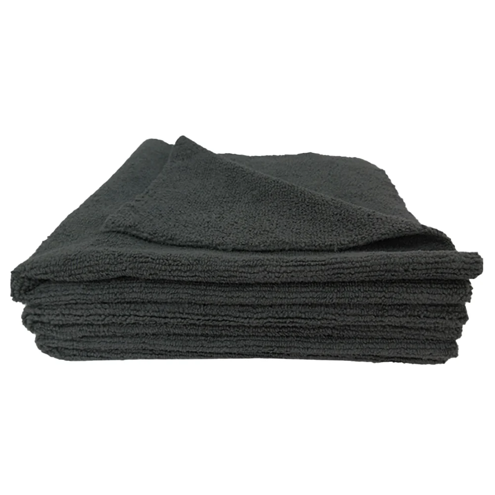 Super Towel Edgeless Multi-Purpose Microfiber Towel, 380 GSM, 16" x 16" - Black (12 Pack)